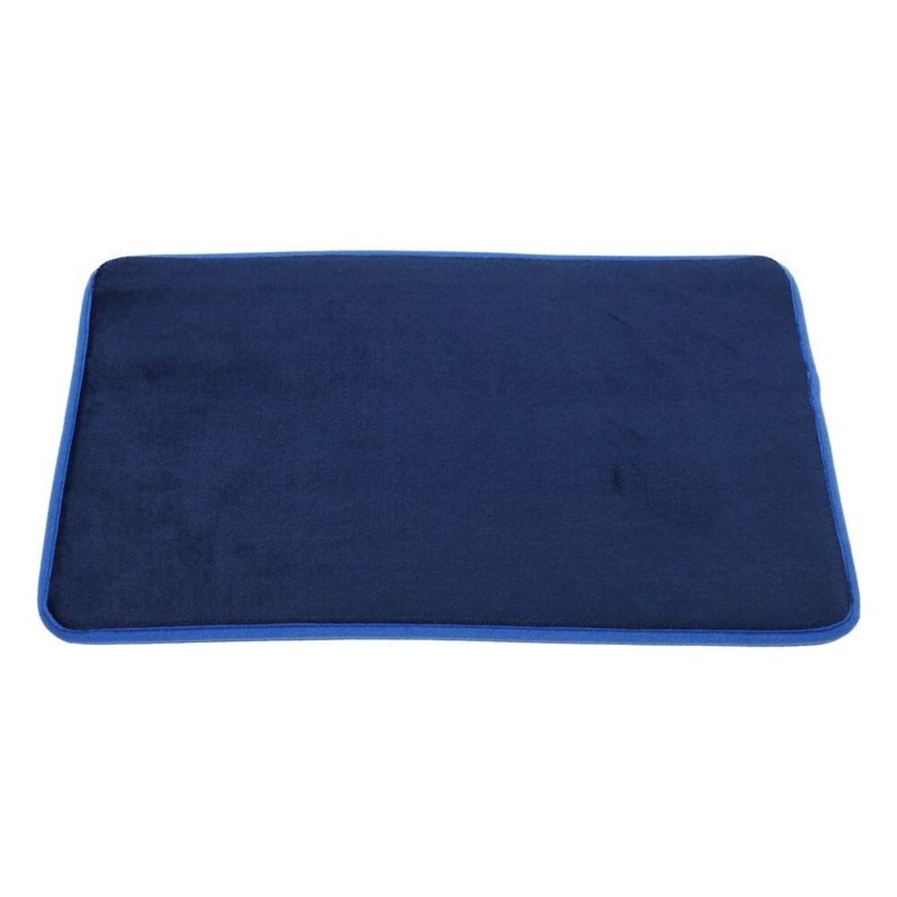 Solid Color Pattern Bathroom Rugs, Polyester Bath Mat Navy Blue - Picture 5 of 6